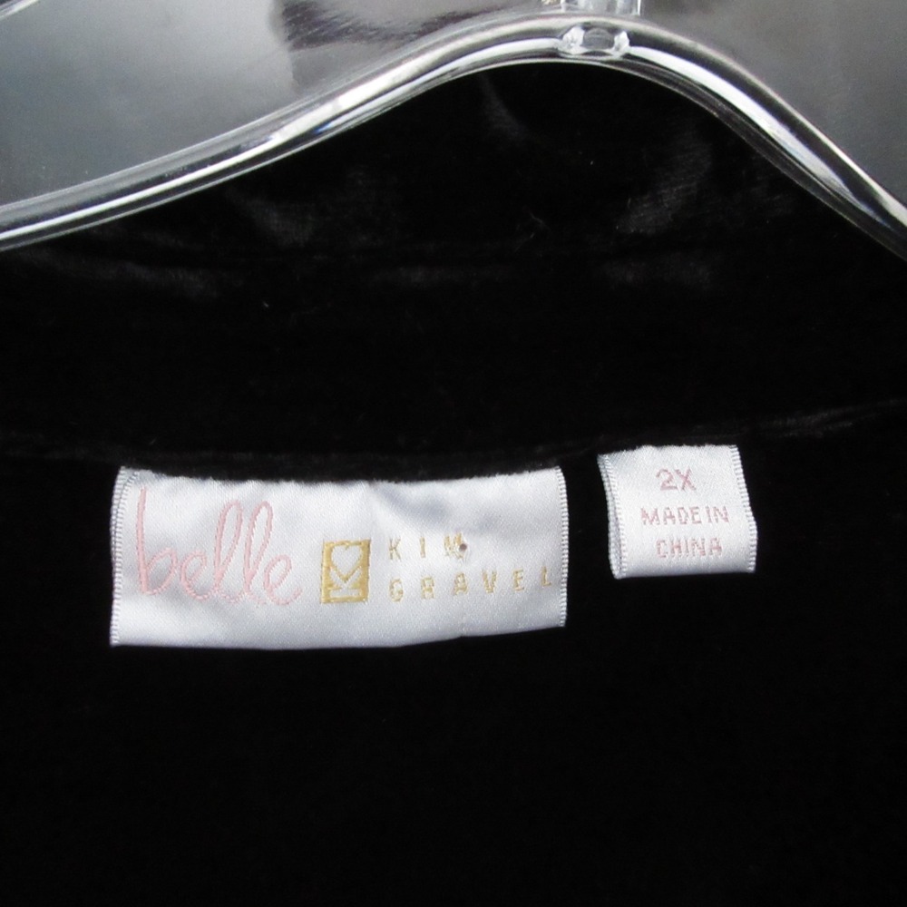 Belle By Kim Gravel Tunic Top Plus 2X Black Velvet Big Shirt Pockets Whimsogoth - Picture 4 of 9